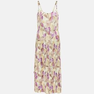Vince Noveau Magnolia Crushed-Satin Camisole Midi Dress in Sun Dew Floral Print